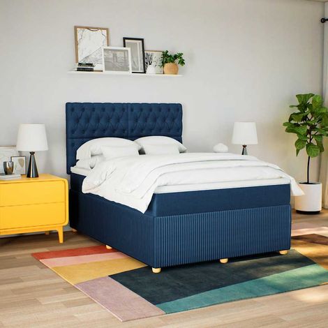 Boxspringbett mit Matratze Blau 160x200 cm Stoff (1/5)