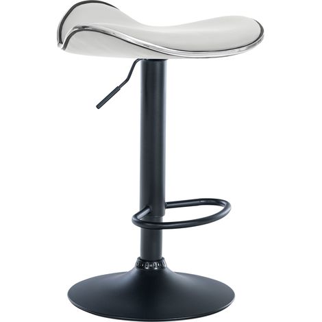 Sgabello da bar x1 seduta ergonomica in PVC bianco base a tromba in metallo nero 100005384