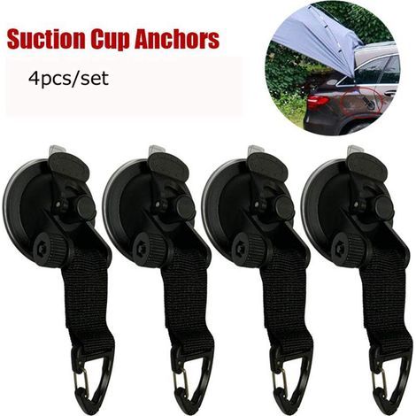 Lot de 4 ventouses puissantes pour ancrage extérieur, fixation par ventouse sur pare-brise, camping, tente de voiture, auvent de voiture et bâche. Accessoires (1/2)