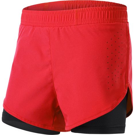 Short de course 2 en 1 pour femmes, séchage rapide, respirant, entraînement actif, exercice, Jogging, cyclisme, avec doublure plus longue (1/5)