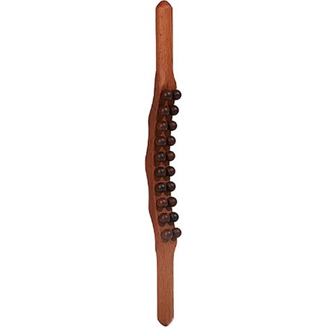 Bâton de massage en bois double rangée 20 perles pour points de déclenchement musculaire, dos et cou - Hêtre carbonisé 20 perles (1/5)