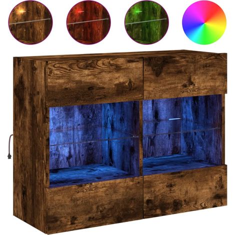 Maison Exclusive - TV-Wandschrank mit LED-Leuchten Räuchereiche 7
