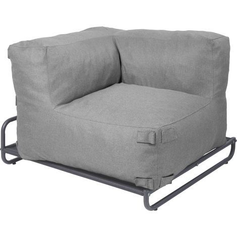 Fauteuil d'angle salon de jardin modulable et structure grise - Mixi