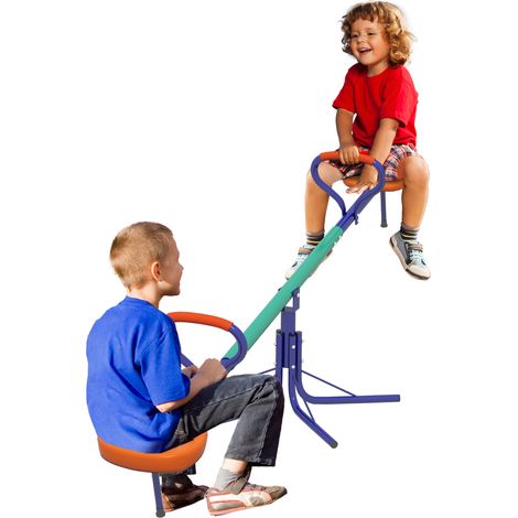 Altalena a Bilico per Bambini 3-8 Anni con Rotazione a 360°, in Acciaio e PP, 192x60x60 cm