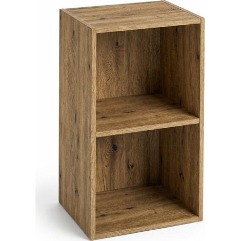 Libreria Scaffale Modulo Aperto 2 Ripiani Portaoggetti 30x24x54H cm Rovere LIB02 30x24x54H - 2 Ripiani Rovere Nodato