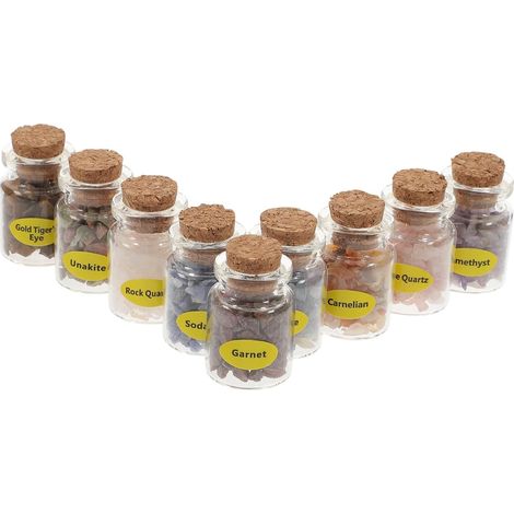 9 Stück Mini Kristallflasche mit Edelsteinen Winzige