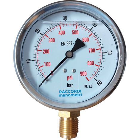 Manomètre inférieur MG1-100 60 bar filetage 1/2" (1/4)