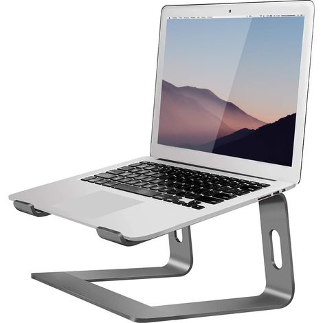 Support ergonomique en aluminium pour ordinateur portable - Rehausseur de bureau stable et ventilé pour ordinateurs portables de 10 à 17 pouces (1/5)