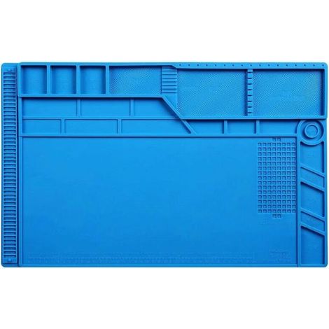 Largest(550x 350mm)Tapis de soudure réparation en silicone, magnétique 500 ℃ Tapis de travail en silicone résistant , réparation de téléphone portable(1 pcs,bleu) (1/4)
