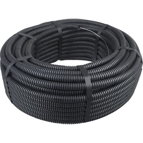 Tube ignifugé souple en PVC Copex, avec cordon de traction, résistance à la compression 320 N, diamètre 16 mm, longueur 50 m, noir (1/2)