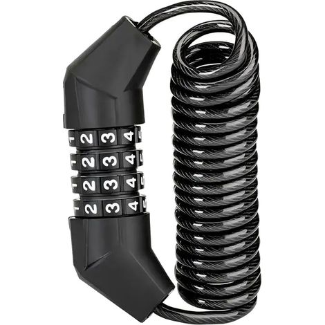 Candado para bicicleta, candado de combinación de 4 dígitos, cable de acero resistente, T512 (1/2)