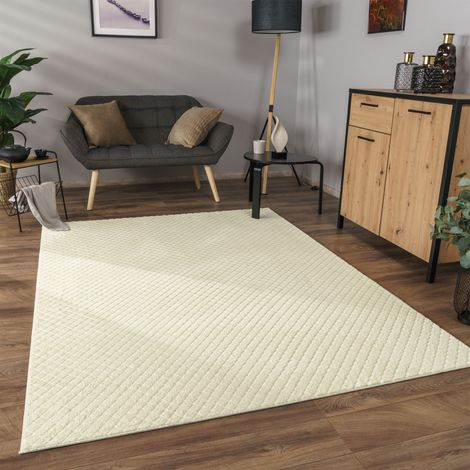 Paco Home Alfombra Salon De Habitacion Pelo Corto Motivo Nordica Motivo Boho Chic 3D 200x280 cm, Crema