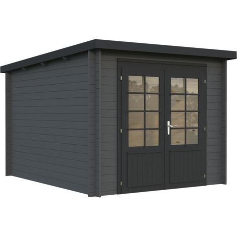 Abri de jardin en bois Ella 6,9 m2 Peint gris foncé + anthracite (1/5)