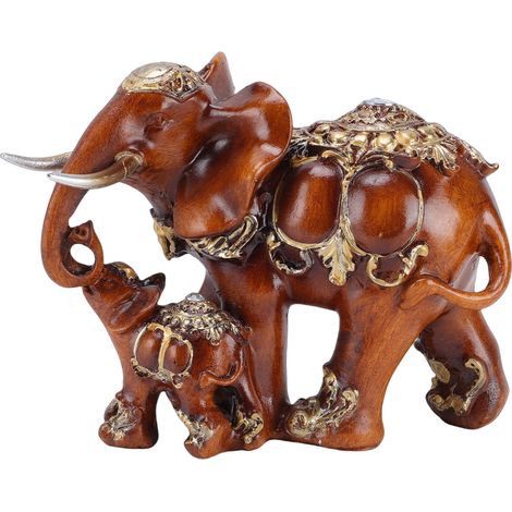 Statue Éléphant Résine Artisanale Mère et Béton Non Glissante Décoration Intérieure Extérieure Élégante et Durable pour Salon (1/5)