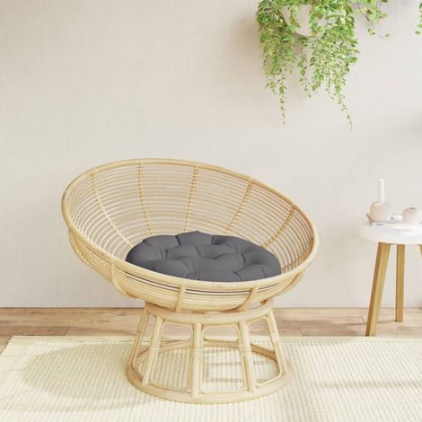 Coussin rond anthracite Ø 60 x11 cm tissu oxford (1/5)
