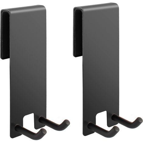Set of 2 no-drill towel hooks, shower cubicle towel hooks, stainless steel shower hooks for glass thicknesses from 6 to 12 mm (1/5)