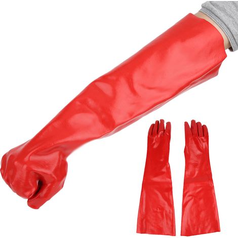 Gants longs anti-chimiques en PVC résistants aux acides, aux alcalis et aux huiles, protégeant les mains du froid pour l'industrie et les laboratoires. (1/5)