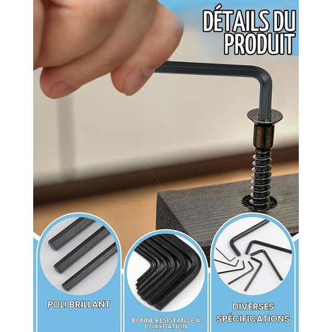 Mini hexagone Hexagonal Clé Allen, 0.7mm à 5mm Acier au Carbone, Ensemble Tournevis Trousse à Outils, Clés Alle Hexagonales, Pour Voitures, Bicyclette Réparer (1/3)