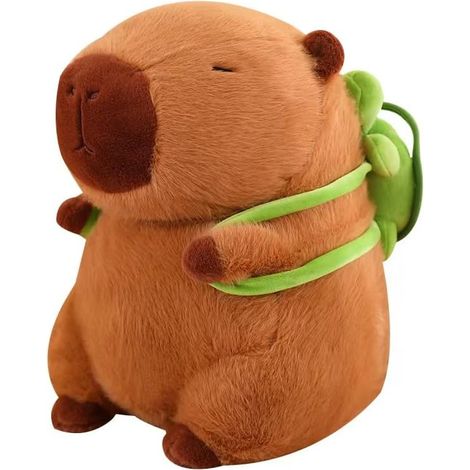 Kuscheltier Capybara - niedliches Capybara-Stofftier mit abnehmbarem Schildkrötenrucksack - weiches und flauschiges Kissen - einzigartiges Geburtstagsgeschenk für Kinder und Erwachsene (34 cm) (1/5)