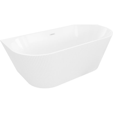 Mexen Oris vasca da bagno indipendente a parete con scanalature 170 x 80 cm, bianca, troppo pieno bianco - 52871708000-20 (1/5)
