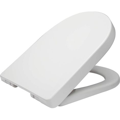 Abattant WC en plastique antibactérien – Charnières inoxydables – Softclose – Dimensions 37,8 x 42,5 cm – Montage rapide (1/4)
