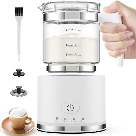 Capacité Emulsionneur de Lait Divisé en Verre à Mousse de Lait Chaude et Froide et Lait Chaud, Milk Frother pour Cappuccino Macchiato