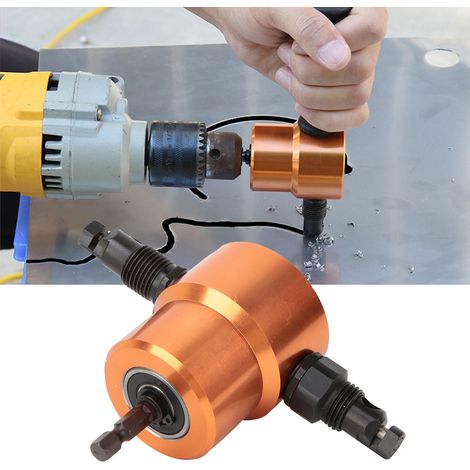 Outil de coupe-tôle à double tête 360° - Grignoteuse polyvalente pour perceuse - Idéal pour le bricolage et la réparation automobile (1/5)