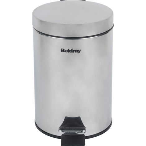 Poubelle à pédale Soft Close 3 L, ronde, acier inoxydable (1/5)