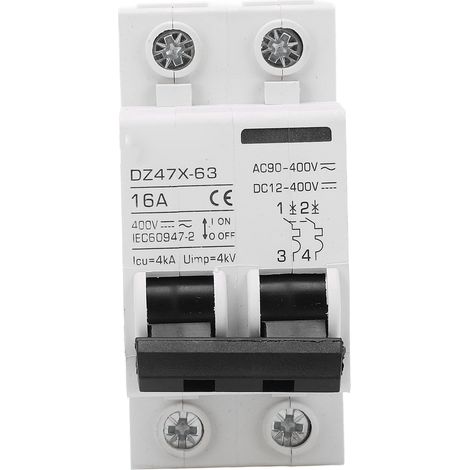 Disjoncteur Mini DC AC 2P 16A 400V Haute Capacité de Rupture 4000A en Pa66 (1/5)