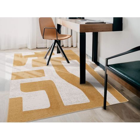 BOBOCHIC - Tapis poil ras JASPER motif abstrait 120x170 Jaune (1/5)