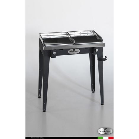 Grill 8.4 Inox Piastra liscia - Grigio antracite - Senza portapiatti - Senza paraschizzi - Senza kit mensola e ruote - barbecue, griglia, giardino, carne, a gas, acciaio made in Italy