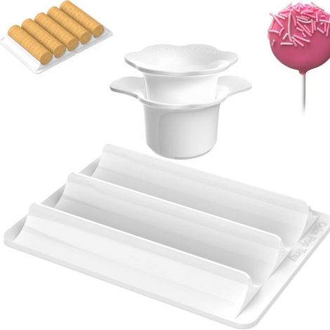 Emporte-pièce et poussoir à cake pops avec plateau - Moule à cake pops rond Non imprimé en 3D Taille : 4,4 cm Plateau à double cavité grande capacité (1/3)