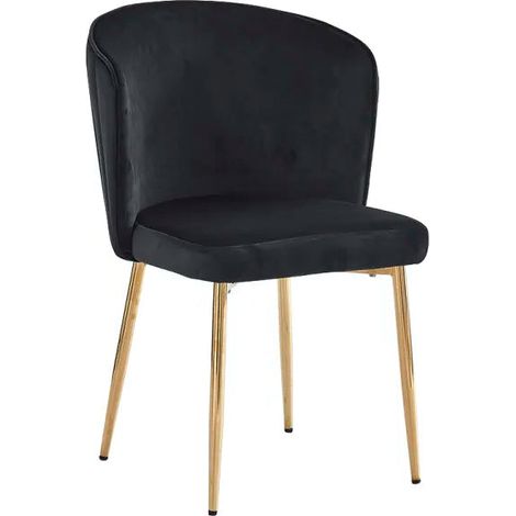 Lot de 4 chaises moderne DIANA gold velours noir (1/5)