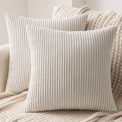 Housse De Coussin - Velours Côtelé - 40x40 Cm - Pour Canapé Salon Chambre - Lot De 2 (1/5)