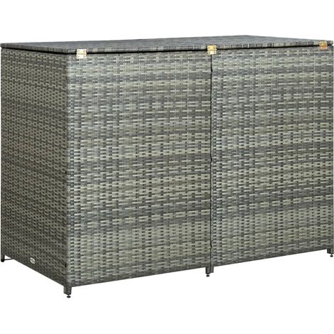 Abri de poubelle double Résine tressée 148 x 77 x 111cm anthracite (1/5)