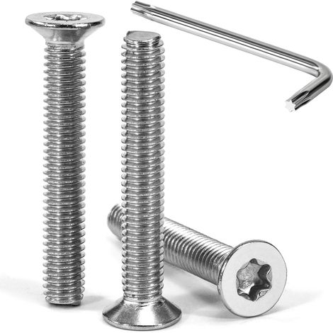 Vis à Tête Fraisée Torx M6 x 40 mm Vis à Six Pans Creux en Acier Inoxydable A2 V2A à Tête Fraisée Métaux avec Clé T30 Filetage Complet 30 Pièces (1/5)