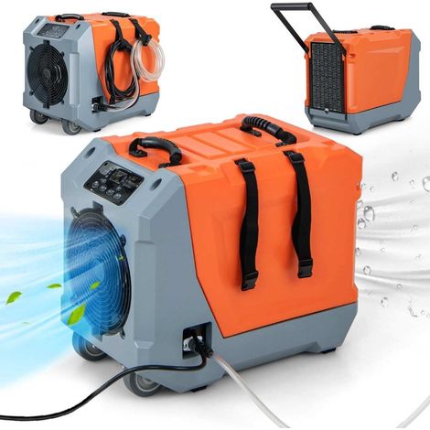 Electric dehumidifier with drain hose 85L/day, construction dryer, commercial dehumidifier, orange (1/5)