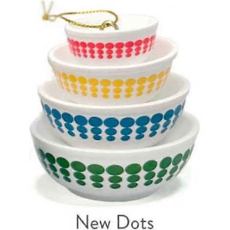 Vintage Pyrex-Schüsseln als Weihnachtsbaumschmuck – Harzdekoration für Weihnachtsfeiern, einzigartige Sammlerstücke-New Dots (1/5)