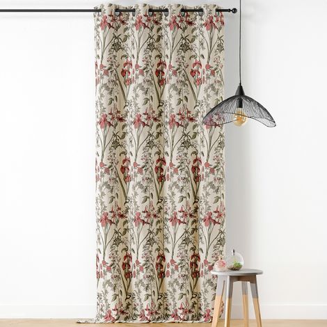 Rideau fleur d'Iris poly-coton Rouge 140x260 cm (1/3)