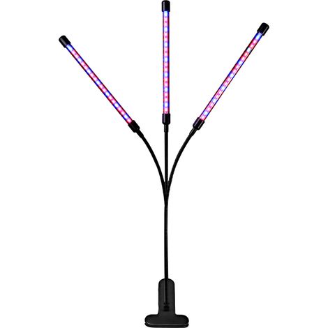 Lampe de croissance à 3 têtes avec bras réglable, 60 LED, allumage/extinction automatique, minuterie intelligente 3/6/12 h, 10 niveaux de luminosité pour plantes d'intérieur