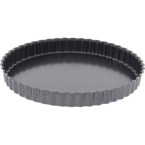 Runde, geriffelte Tarteform aus antihaftbeschichtetem Stahl – Durchmesser 24 cm –, Schwarz (1/2)