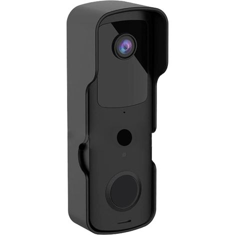 Sonnette vidéo sans fil avec vision nocturne infrarouge, caméra de porte à écran à distance, interphone bidirectionnel, noir, pour maison. (1/5)