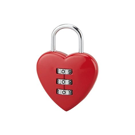 Lucchetto a combinazione Fantasy Heart, cuore, love, cuoricino, 3 cifre, da interno, arco in acciaio - THIRARD