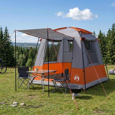 vidaXL Tenda Party Grigio e arancione 4 persone