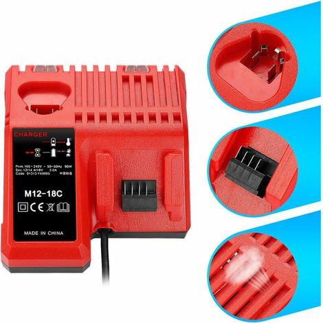 Caricabatteria agli ioni di litio per batteria al litio Milwaukee 12V 14.4V 18V C1418C 48-11-1815/1828/1840 M18 M14 M12 (1/5)