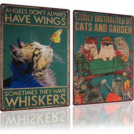 2 Plaques Métal Vintage Jardin 30x20cm (1/5)
