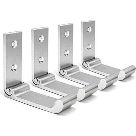 [NIEMALS VERWENDET] 4-teiliges Set – Silber – Faltbare Wandhaken, faltbare Wandhalterung für den Schreibtisch, faltbarer Hängehalter für Gaming-Headsets, verstellbarer Headset-Halter aus Aluminium für