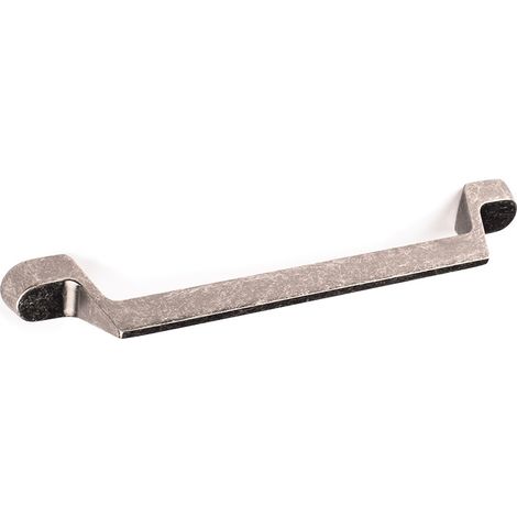 Asa de zamak con acabado plata vieja, dimensiones:177x18x28mm y entrepuntos:160mm -