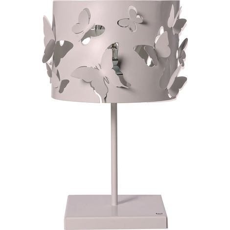 Lampada da tavolo Farfallosa 20x20x37,2 cm in ferro traforato con farfalle in rilievo Effetto luce decorativo Attacco E27 Made in Italy Gelso