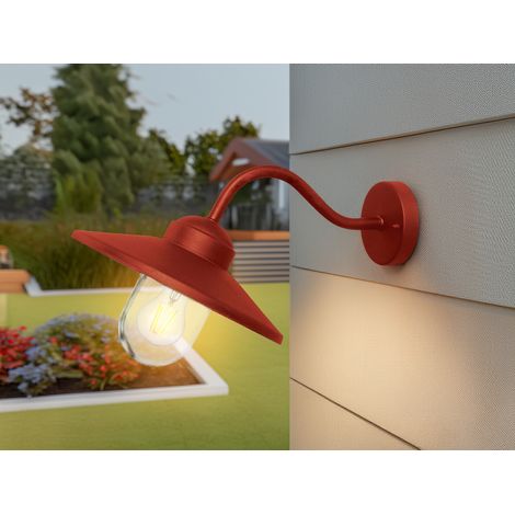 LED Außenwandleuchte aus Edelstahl in Oxidrot, Ausladung 42cm (1/5)